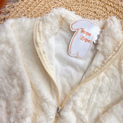  Conj. Jaqueta de Pelinho e Calça Legging Flores - Off White e Ferrugem